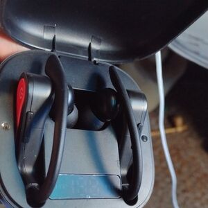 Wireless Black and Red Earbuds with Charging Case